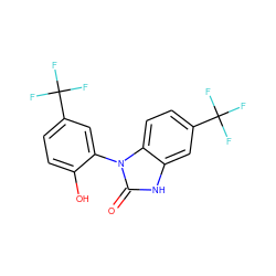 O=c1[nH]c2cc(C(F)(F)F)ccc2n1-c1cc(C(F)(F)F)ccc1O ZINC000009225331