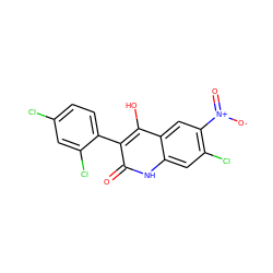 O=c1[nH]c2cc(Cl)c([N+](=O)[O-])cc2c(O)c1-c1ccc(Cl)cc1Cl ZINC000036185248