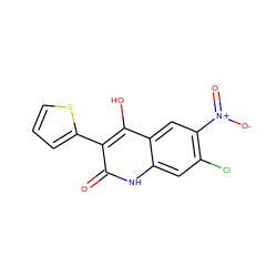 O=c1[nH]c2cc(Cl)c([N+](=O)[O-])cc2c(O)c1-c1cccs1 ZINC000036185260