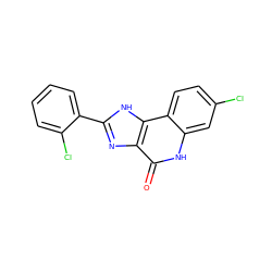 O=c1[nH]c2cc(Cl)ccc2c2[nH]c(-c3ccccc3Cl)nc12 ZINC000096270730