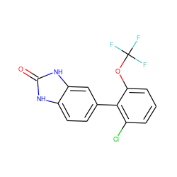 O=c1[nH]c2ccc(-c3c(Cl)cccc3OC(F)(F)F)cc2[nH]1 ZINC000685939947