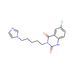 O=c1[nH]c2ccc(Cl)cc2c(=O)n1CCCCCn1ccnc1 ZINC000026380890