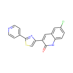 O=c1[nH]c2ccc(Cl)cc2cc1-c1csc(-c2ccncc2)n1 ZINC000014974719