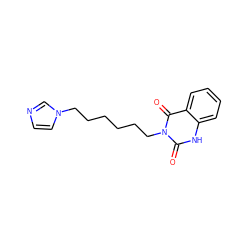 O=c1[nH]c2ccccc2c(=O)n1CCCCCCn1ccnc1 ZINC000026378779