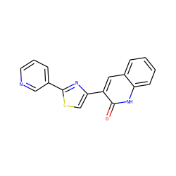 O=c1[nH]c2ccccc2cc1-c1csc(-c2cccnc2)n1 ZINC000014974758