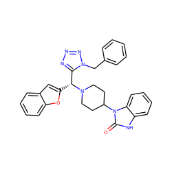 O=c1[nH]c2ccccc2n1C1CCN([C@H](c2cc3ccccc3o2)c2nnnn2Cc2ccccc2)CC1 ZINC000072136639