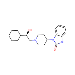 O=c1[nH]c2ccccc2n1C1CCN(C[C@H](O)C2CCCCC2)CC1 ZINC000028344753