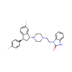 O=c1[nH]c2ccccc2n1CCN1CCN([C@@H]2C[C@@H](c3ccc(F)cc3)c3ccc(F)cc32)CC1 ZINC000026379121