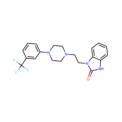 O=c1[nH]c2ccccc2n1CCN1CCN(c2cccc(C(F)(F)F)c2)CC1 ZINC000052716421