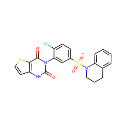 O=c1[nH]c2ccsc2c(=O)n1-c1cc(S(=O)(=O)N2CCCc3ccccc32)ccc1Cl ZINC000201161233