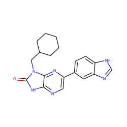 O=c1[nH]c2ncc(-c3ccc4[nH]cnc4c3)nc2n1CC1CCCCC1 ZINC000082152532