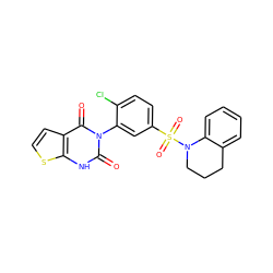 O=c1[nH]c2sccc2c(=O)n1-c1cc(S(=O)(=O)N2CCCc3ccccc32)ccc1Cl ZINC000201172901