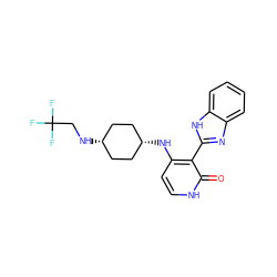 O=c1[nH]ccc(N[C@H]2CC[C@@H](NCC(F)(F)F)CC2)c1-c1nc2ccccc2[nH]1 ZINC000653723543