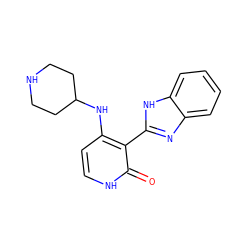 O=c1[nH]ccc(NC2CCNCC2)c1-c1nc2ccccc2[nH]1 ZINC000653720600