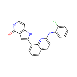 O=c1[nH]ccc2[nH]c(-c3cccc4ccc(Nc5ccccc5Cl)nc34)cc12 ZINC000222339120