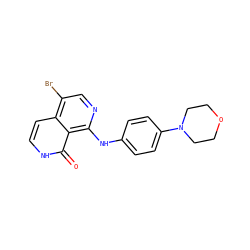 O=c1[nH]ccc2c(Br)cnc(Nc3ccc(N4CCOCC4)cc3)c12 ZINC000096174443