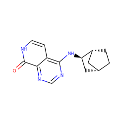 O=c1[nH]ccc2c(N[C@@H]3C[C@H]4CC[C@@H]3C4)ncnc12 ZINC000096285226