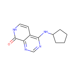 O=c1[nH]ccc2c(NC3CCCC3)ncnc12 ZINC000096285232