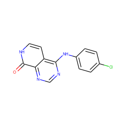 O=c1[nH]ccc2c(Nc3ccc(Cl)cc3)ncnc12 ZINC000096285219