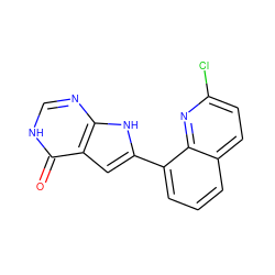 O=c1[nH]cnc2[nH]c(-c3cccc4ccc(Cl)nc34)cc12 ZINC000222215235