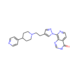 O=c1[nH]cnc2c(-n3cc(CCN4CCC(c5ccncc5)CC4)cn3)nccc12 ZINC000653737482