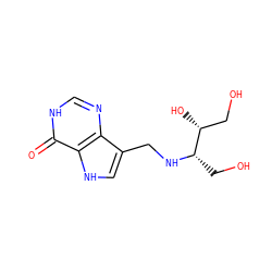 O=c1[nH]cnc2c(CN[C@@H](CO)[C@H](O)CO)c[nH]c12 ZINC000040422365