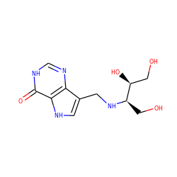 O=c1[nH]cnc2c(CN[C@H](CO)[C@@H](O)CO)c[nH]c12 ZINC000042891349