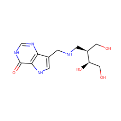 O=c1[nH]cnc2c(CNC[C@@H](CO)[C@H](O)CO)c[nH]c12 ZINC000040835021