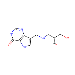 O=c1[nH]cnc2c(CNC[C@@H](O)CO)c[nH]c12 ZINC000040425050