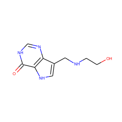 O=c1[nH]cnc2c(CNCCO)c[nH]c12 ZINC000045498838