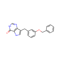 O=c1[nH]cnc2c(Cc3cccc(OCc4ccccc4)c3)c[nH]c12 ZINC000100738909