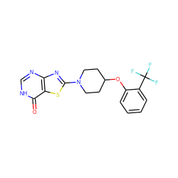 O=c1[nH]cnc2nc(N3CCC(Oc4ccccc4C(F)(F)F)CC3)sc12 ZINC000034997333