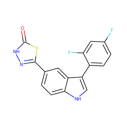 O=c1[nH]nc(-c2ccc3[nH]cc(-c4ccc(F)cc4F)c3c2)s1 ZINC000204766338