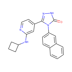 O=c1[nH]nc(-c2ccnc(NC3CCC3)c2)n1-c1ccc2ccccc2c1 ZINC000066259485