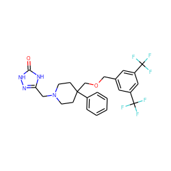 O=c1[nH]nc(CN2CCC(COCc3cc(C(F)(F)F)cc(C(F)(F)F)c3)(c3ccccc3)CC2)[nH]1 ZINC000013781992