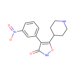 O=c1[nH]oc(C2CCNCC2)c1-c1cccc([N+](=O)[O-])c1 ZINC000036088328