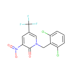 O=c1c([N+](=O)[O-])cc(C(F)(F)F)cn1Cc1c(Cl)cccc1Cl ZINC000001396507