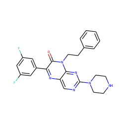 O=c1c(-c2cc(F)cc(F)c2)nc2cnc(N3CCNCC3)nc2n1CCc1ccccc1 ZINC000004238508