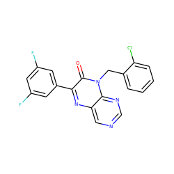 O=c1c(-c2cc(F)cc(F)c2)nc2cncnc2n1Cc1ccccc1Cl ZINC000004238619