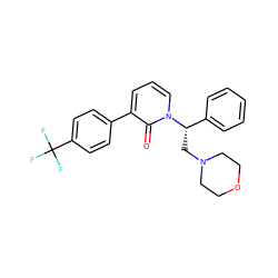 O=c1c(-c2ccc(C(F)(F)F)cc2)cccn1[C@@H](CN1CCOCC1)c1ccccc1 ZINC000013488435