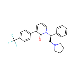 O=c1c(-c2ccc(C(F)(F)F)cc2)cccn1[C@H](CN1CCCC1)c1ccccc1 ZINC000001553828