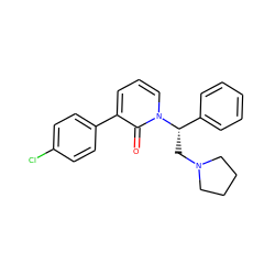 O=c1c(-c2ccc(Cl)cc2)cccn1[C@@H](CN1CCCC1)c1ccccc1 ZINC000013436592