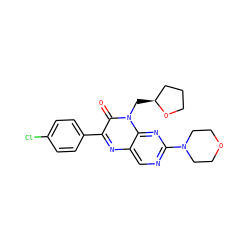 O=c1c(-c2ccc(Cl)cc2)nc2cnc(N3CCOCC3)nc2n1C[C@H]1CCCO1 ZINC000004239002