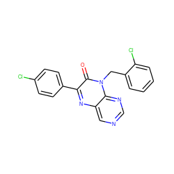 O=c1c(-c2ccc(Cl)cc2)nc2cncnc2n1Cc1ccccc1Cl ZINC000004238442