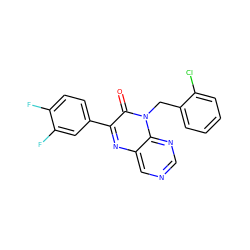 O=c1c(-c2ccc(F)c(F)c2)nc2cncnc2n1Cc1ccccc1Cl ZINC000004238219