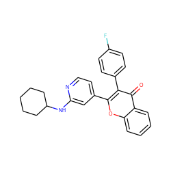 O=c1c(-c2ccc(F)cc2)c(-c2ccnc(NC3CCCCC3)c2)oc2ccccc12 ZINC000084712774