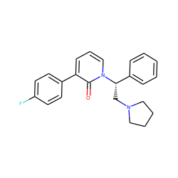 O=c1c(-c2ccc(F)cc2)cccn1[C@@H](CN1CCCC1)c1ccccc1 ZINC000013436604