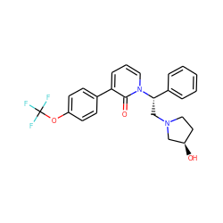 O=c1c(-c2ccc(OC(F)(F)F)cc2)cccn1[C@@H](CN1CC[C@@H](O)C1)c1ccccc1 ZINC000013488473