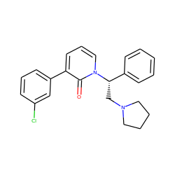 O=c1c(-c2cccc(Cl)c2)cccn1[C@@H](CN1CCCC1)c1ccccc1 ZINC000013436636