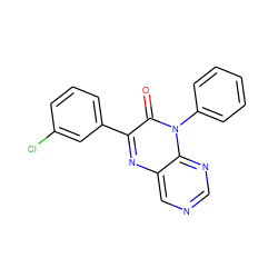 O=c1c(-c2cccc(Cl)c2)nc2cncnc2n1-c1ccccc1 ZINC000004238831